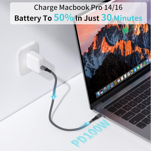 Cable Compatible with Thunderbolt 4 Cable 1ft, USB4 Cable, with 40Gbps Data Transfer, PD100W Charging, Nylon Braided USB C to USB C Cable, Single ...
