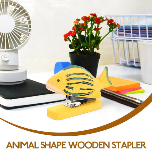 Operitacx Wooden Animal Stapler, Office Supplies Stapler, Cute Desk Stapler, Funny Stapler, Creative Animal Shape Stapler, Wood Carving Statue Scu...