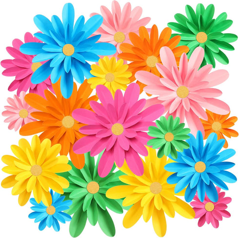 18 Pcs Paper Flowers Decorations for Wall DIY Paper Flower Bulletin Board 3D Fiesta Paper Floral Backdrop Decoration for Photo Backdrop Classroom ...