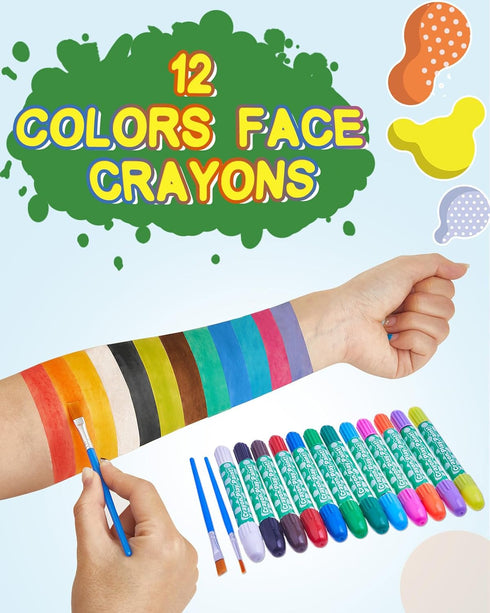 Lictin Face Painting Kits- 12 Colors Twistable Face Paint Crayons, Water Based Face Paint Marker Sticks for Pride Day, Halloween, Christmas, Face ...
