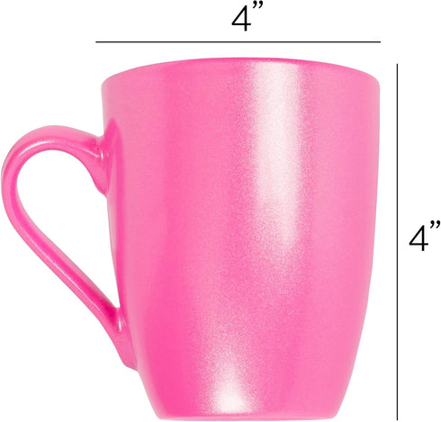 Elanze Designs Princess Pink Glossy Finish 10 Oz. New Bone China Coffee Cup Mug Set of 4...