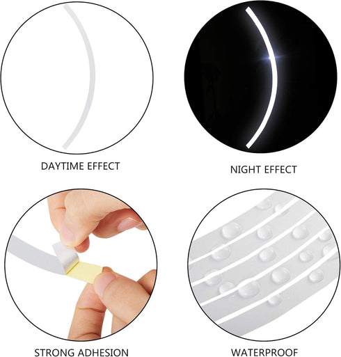 TOMALL 17" Reflective Wheel Rim Tape Sticker for Motorcycle Wheels Car Cycling Bike Bicycle Night Reflective Safety Decoration Stripe Universal (W...