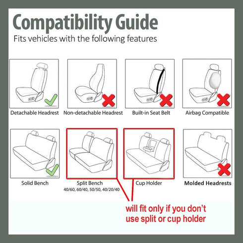 FH Group Car Seat Covers Front Set in Cloth - Car Seat Covers for Low Back Car Seats with Removable Headrest,Universal Fit,Automotive SeatCovers,W...