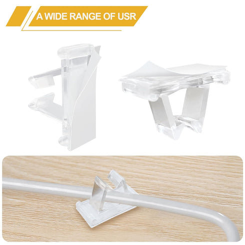 Clear Cable Management Clips, 50Pcs Adhesive Cord Holder Wire Hanger Electric Cord Organizers for Nightstand Office Desk Home Wall Car Wiring - Tr...