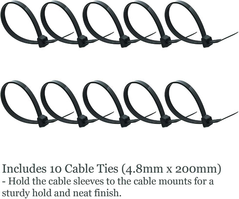 9.8 Feet Cable Management Sleeve and Wire Cord Organizer with 10 Mount and Ties. Adjustable Premium Neoprene Wraps for Computer Desk, TV, Electric...