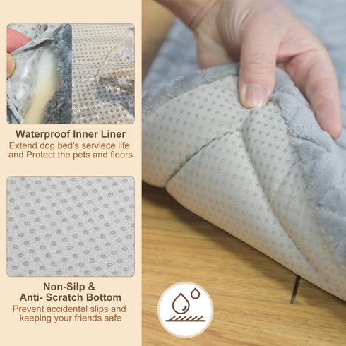 BEAUTYZOO Dog Crate Mat Pad, Soft High Resilience Foam Dog Crate Pad Kennel Pads with Soft Wavy Plush, Anti-Slip Washable Mattress for Jumbo Extra...