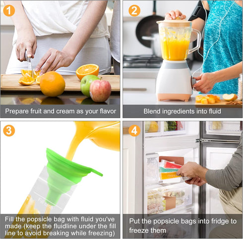 150 Pack Popsicle Bags, Ice Pop Bags for Kids Adults, Disposable Ice Popsicle Molds with Funnel for DIY Healthy Snacks, Yogurt, Fruit Smoothies...