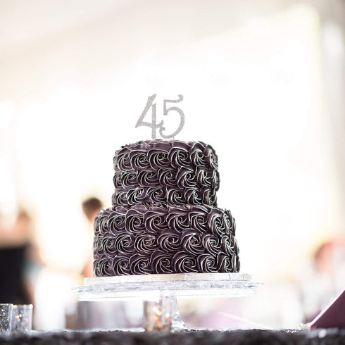 45 Years Birthday Cake Topper - New Best Crystal Rhinestone 45th Wedding Anniversary Or 45 Years Old Cake Topper Party Decoration Silver...