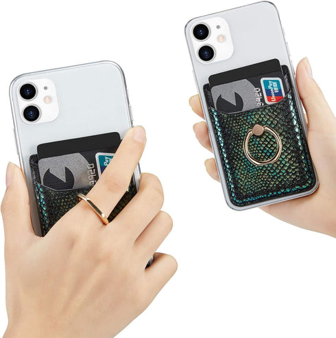 BIAJIYA Phone Card Holder RFID Leather Wallet Credit Adhesive Cell Case Stick-on Card Holder for Women and Men Back of Phone for Most of Smartphon...