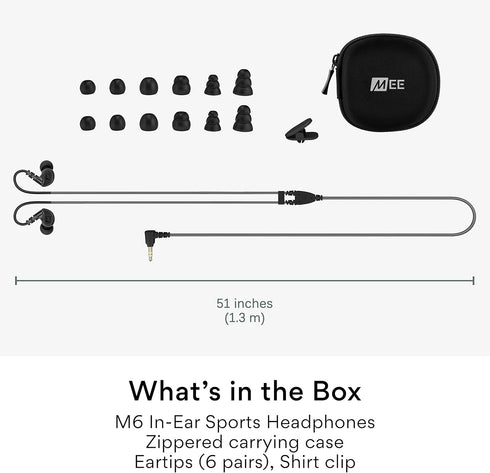MEE audio M6 Sport Wired Earbuds, Noise Isolating In Ear Headphones, Sweatproof Earphones for Running/Gym/Workouts with Dynamic Enhanced Bass Soun...