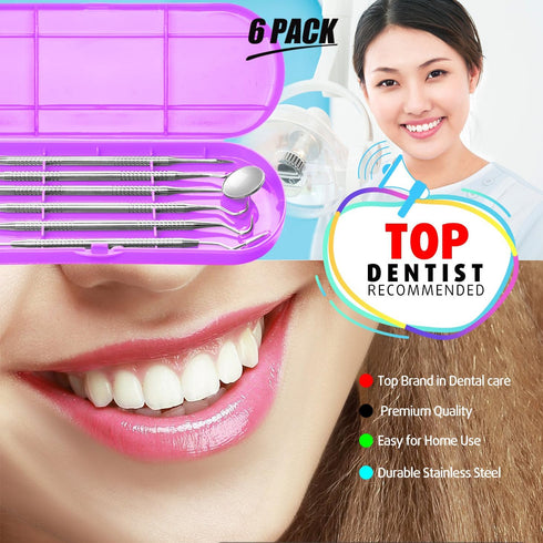 Dental Tools, Plaque Remover for Teeth, Metal Dental Pick Teeth Cleaning Tools Kit, Stainless Steel Oral Care Dental Hygiene Kit with Tooth Scrape...