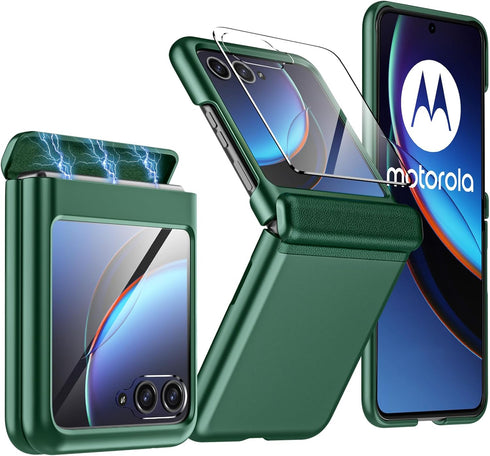 for Motorola Razr Plus Case, Built-in Screen Protector & Magnetic Hinge Protection & Ultra Thin Matte PC Shockproof Phone Cover Smartphone Case fo...