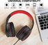 RORSOU R10 On-Ear Headphones with Microphone, Lightweight Folding Stereo Bass Headphones with 1.5M No-Tangle Cord, Portable Wired Headphones for S...