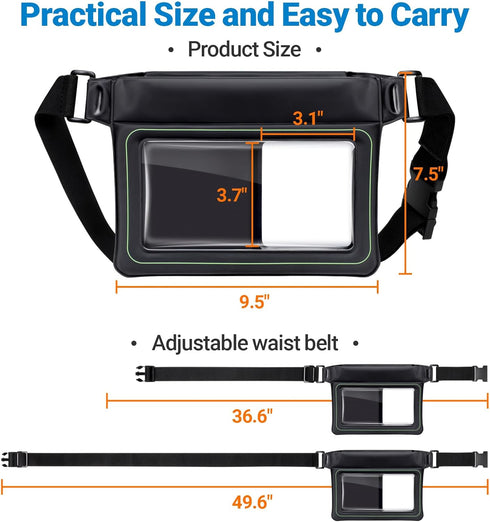F-color Waterproof Fanny Pack Floating - Waterproof Waist Pouch with 35oz Buoyancy - Cruise Essentials Must Haves Waterproof Bag Keeps Phone Valua...