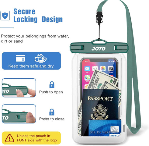 JOTO IPX8 Floating Waterproof Phone Holder Pouch, Float Universal Waterproof Case for iPhone 14 13 12 11 Pro Max XS XR 8 7 Galaxy Pixel Up to 7", ...