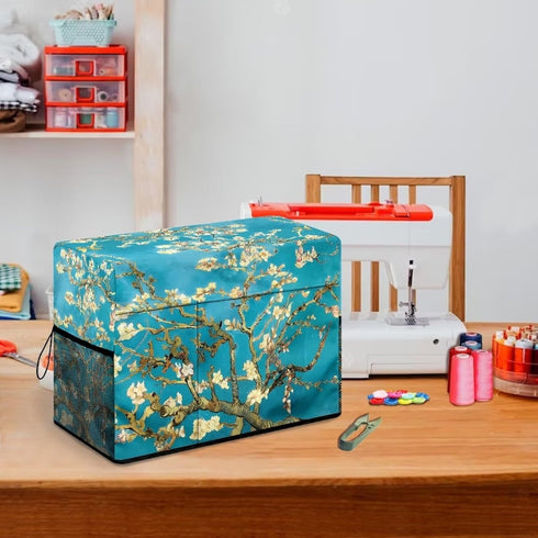 Almond Blossom Pattern Sewing Machine Polyester Cover Dustproof and Foldable Cover for Most Standard Singer and Brother Sewing Machine...