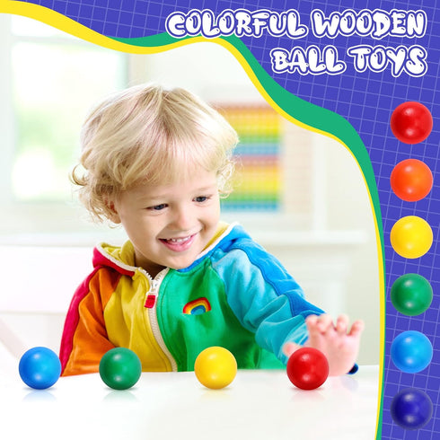 Bucherry 12 Pcs Montessori Wooden Balls 1.8 Inch Wooden Ball Toys Replacement Ball Educational Counting Toy Preschool Learning Material for Montes...