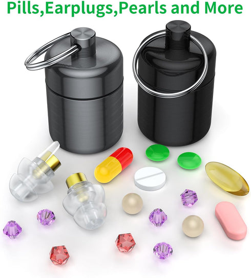Ear Plug Carrying Case Keychain(2 Pack), Small Waterproof Metal Earplug Case Ear Plug Holder Container Great for Earplugs, Pills Case Pill Box and...