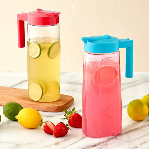 Amazing Abby - Slim - Tritan Pitcher (64 oz), Unbreakable Plastic Water Pitcher with Lid, BPA-Free, Heat-Resistant, Dishwasher-Safe, Great for Bot...