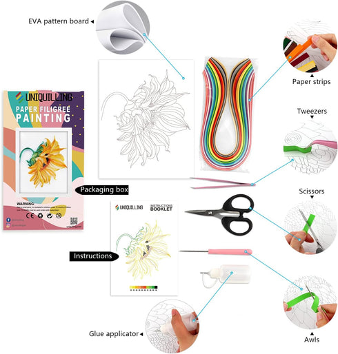 Uniquilling Quilling Kit Paper Quilling Kit for Adults Beginner, Handmade DIY Craft Quilling Paper Filigree Painting Kit Tools, Home Room Wall Art...