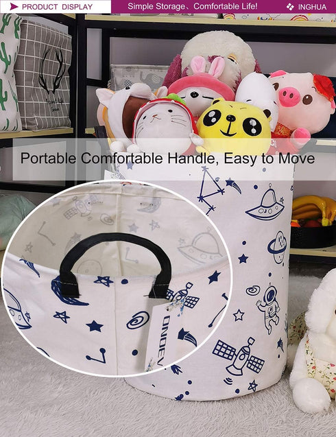 Laundry Hamper Large Canvas Fabric Lightweight Storage Basket/Toy Organizer/Dirty Clothes Collapsible Waterproof for College Dorms, Boys and Girls...