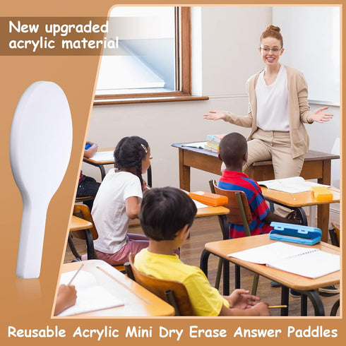 4 Pieces Mini Dry Erase Answer Paddles Acrylic Answer Board Double-Sided Answer Paddles Quick Response Board with Handle for Teaching Games Home O...