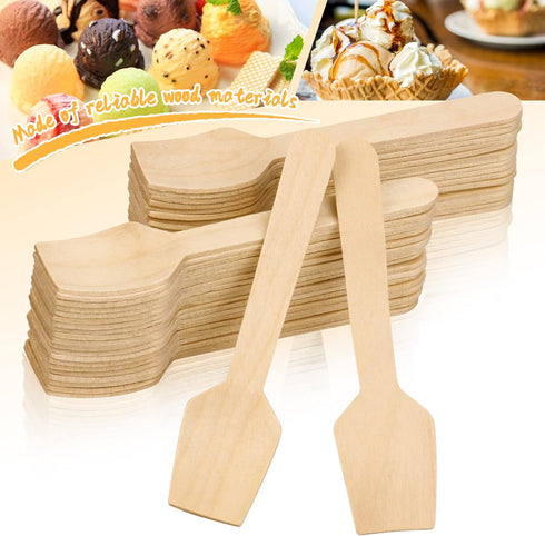 300 Pcs Disposable Mini Wooden Spoons 3.75" Tasting Spoons Ice cream spoon Sampling Spoons...
