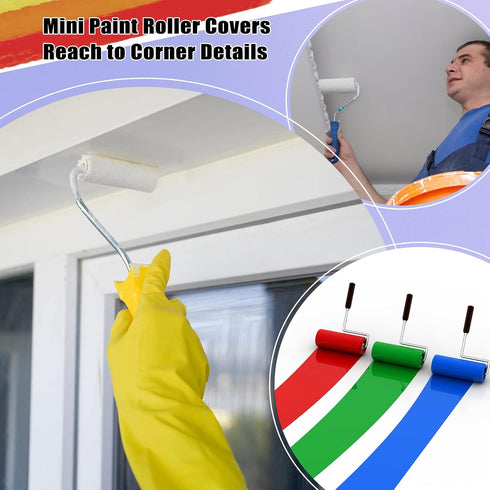 40 Pcs Foam Paint Roller Covers 4 Inch Small High Density Paint Roller Mini House Paint Rollers for Painting Wall Ceiling Cabinet Cupboard Door, W...