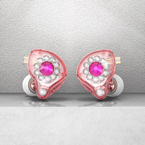 QKZ AK6 Spark HiFi Headphone, 11mm PET Composite Diaphragm Dynamic Earphone, 3.5mm in Ear Gift Earbuds, DJ Music Headset with Microphone (Pink wit...