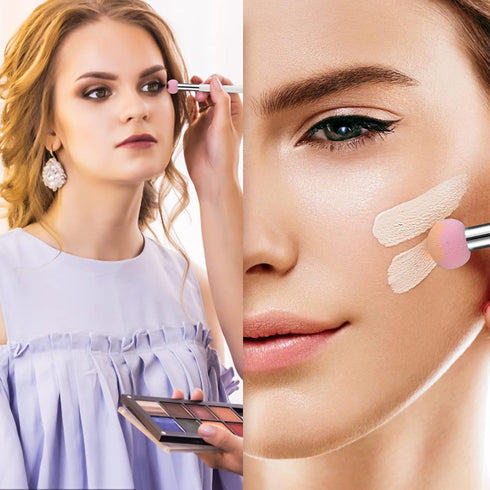 Sibba Foundation Brushes 4 PCS Makeup Setting Powder Blush Beauty Techniques Sponge Angled Stick Liquid Concealer Cream Nose Face Contour Make Up ...