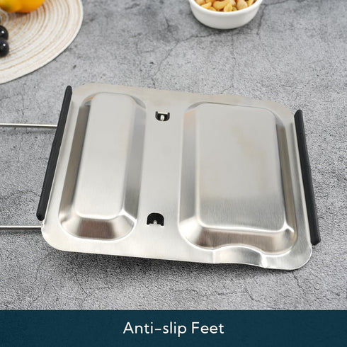 KITCHENDAO Foldable Spoon Rest and Pot Lid Holder for Counter, Non-scratch Silicone Base, Stainless Steel Pan Pot Cover Lid Rack Shelf Stand Holde...