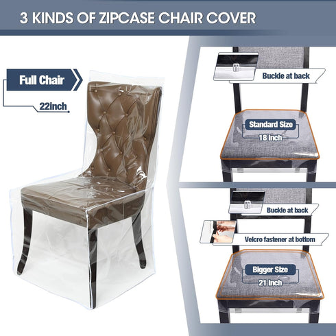 Zipcase 6 Pack Stain, Water and Kitty Scratch Resistant Clear Dining Chair Covers/Slipcovers Chair Protector Waterproof PVC Material, 17”D x 18”W ...
