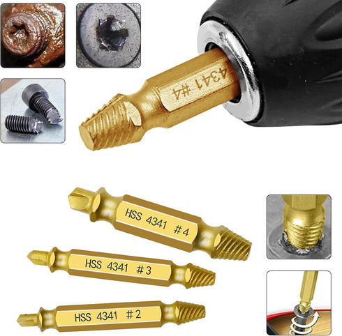 Damaged Screw Extractor Set, Stripped Screw Remover Head Screws Nuts & Bolts, Drill Bit Tools for Easy Removal of Rusty & Broken Hardware, Gifts f...