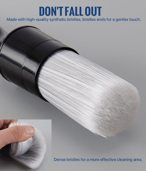 Car Exterior and Interior Detail Brushes, Scratch Free Auto Cleaning Brush Kit, Soft Synthetic Bristles Detailing Brush, Car Care Cleaner Supplies...