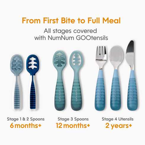 NumNum Baby Spoons Set, Pre-Spoon GOOtensils for Kids Aged 12+ Months - First Stage, Baby Led Weaning (BLW) Teething Spoon - Self Feeding, Silicon...