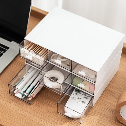 Desk Organizer-Stackable Storage Drawers, Desk Drawer Organizer Perfect For Collection Small Item/Cosmetic Office Supplies - 2 drawers (White)...