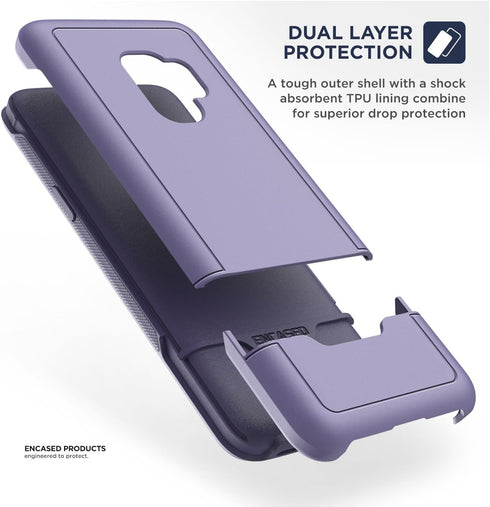 Encased Galaxy S9 Tough Case Purple, Ultra Durable Full Body Protective Cover (Heavy Duty Military Grade) Samsung S9 Phone (Rebel Series)...