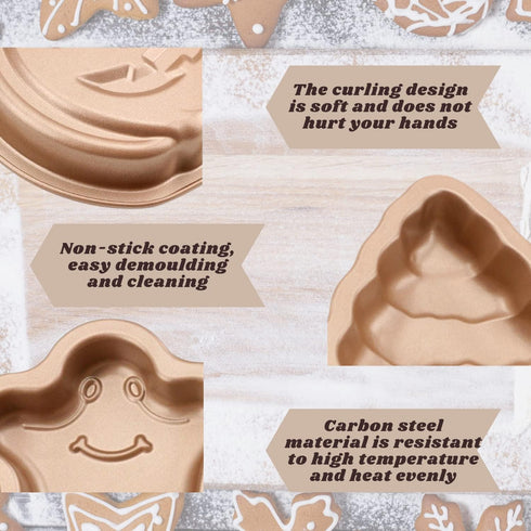 Crethinkaty Halloween Ghost Shape Mini Cake Pan Pie Mold, 5.6 Inch Cake Tin with Non Stick Coating Baking Molds Bakeware Tray for Halloween Cake C...