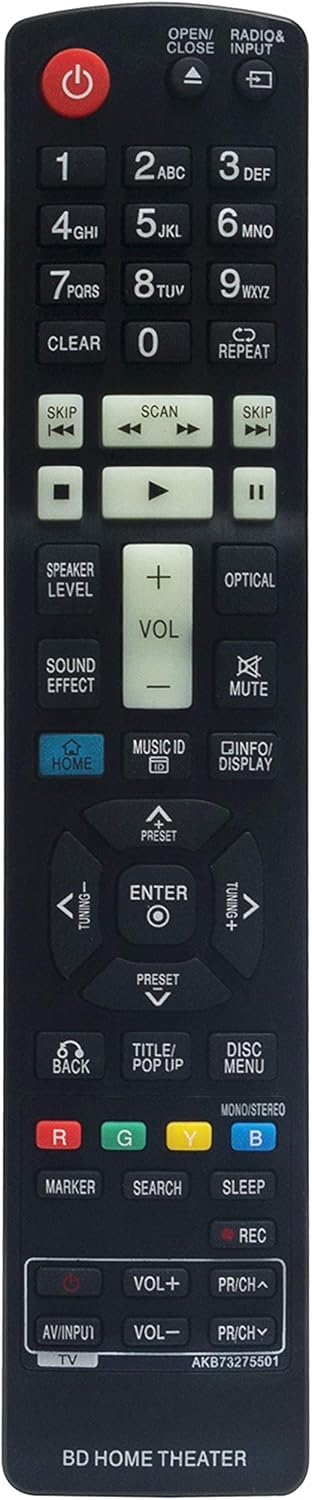 AKB73275501 Replaced Remote fit for LG 3D Blu-ray Home Theater LHB336 HX906SB LHB536 LHB976 HX551 HX906TA HX561 HX771 HX721 HX906PA HX976TZW HX966...