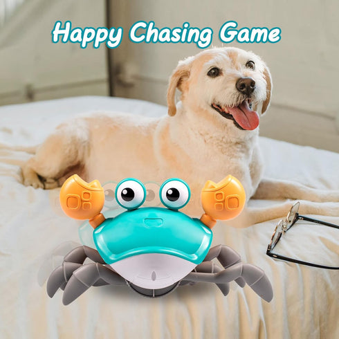 Dog Toys Escaping Crab Crawling Dog Toy with Music Control & Lights, Dancing Crab Dog Toy Obstacle Avoidance Interactive Fun Toys for Puppy/Small/...