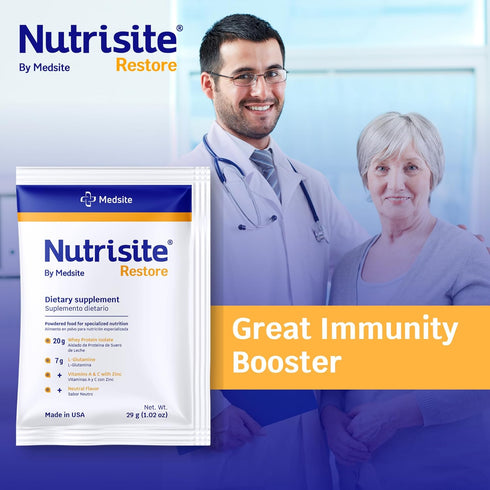 Nutrisite Restore Powder for Wound Healing Support, includes Whey Isolate Protein, L-Glutamine, Vitamins A, C, and Zinc – Gluten and Sacarose Free...