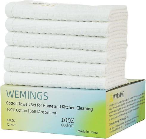 Cotton Dishcloths Set for Home and Kitchen Cleaning - 12x12 Inches Pack of 6- Dish Cloths,Dish Towels,Dish Rags - with Hanging Loop - 100% Cotton,...