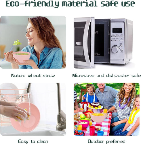 Lnrkai 5 PCS Pink Cereal Bowls, 24 OZ Unbreakable Wheat Straw Bowls, Injection Molded Polypropylene (PP), Modern Style, Round, 5.9 x 3.1 Inches, D...