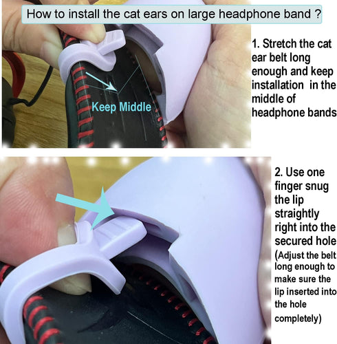 Cute Pink Cat Ears Fits for HypreX Cloud/Cloud Stinger/Cloud Flight Headsets, Universal Fit Lovely Kitty Adjustable Attachment Straps for Video Li...