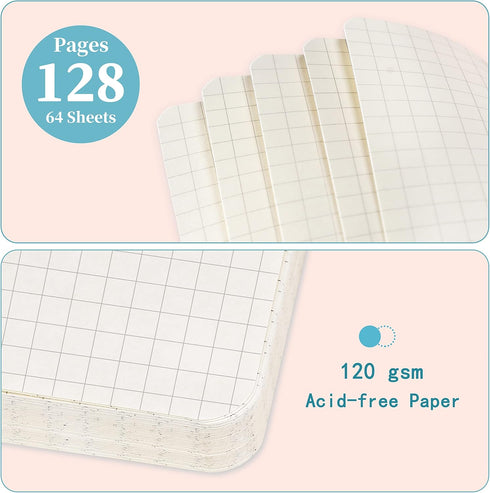 Graph Grid Paper Notebook/Journal - Classic Journal/Notebook with Ribbon Divider, Hardcover with Thick Paper, 5.3" x 8.26", Banded + Pen Holder +I...
