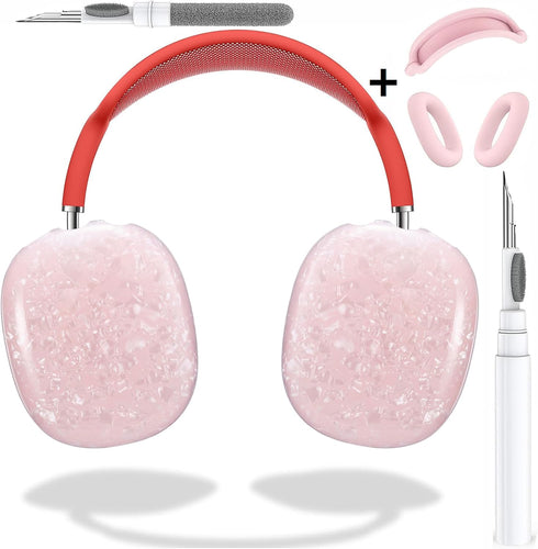 for Cute Glitter Airpods Max Case with Cleaner Kit, Anti-Scratch Shell Pattern Ear Pad Case Cover/Ear Cups Cover/Headband Cover for AirPods Max Co...