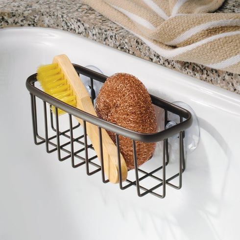 iDesign Axis Kitchen Sink Suction Holder for Sponges, Scrub Brushes, Soap - Bronze...