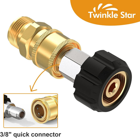 Twinkle Star Pressure Washer Adapter Set Quick Connect Kit, M22 14mm Swivel to 3/8'' Quick Connect...