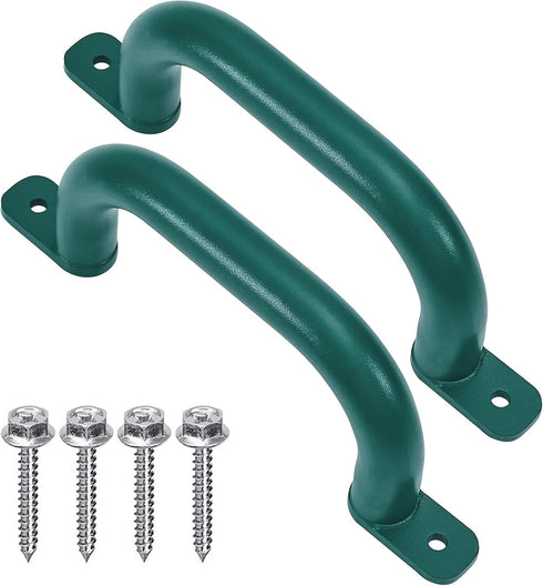 2 Pack 10'' Playground Accessories Handles Green, Outdoor Playset Grab Handles, Swing Set Hardware Kit Handles, Kids Grab Bar for Playhouse,Treeho...
