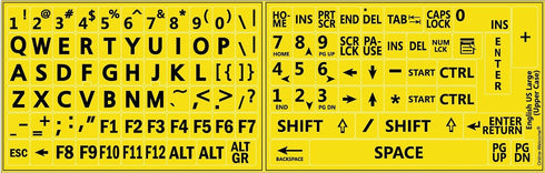 English US Large Letters Yellow Keyboard Stickers...